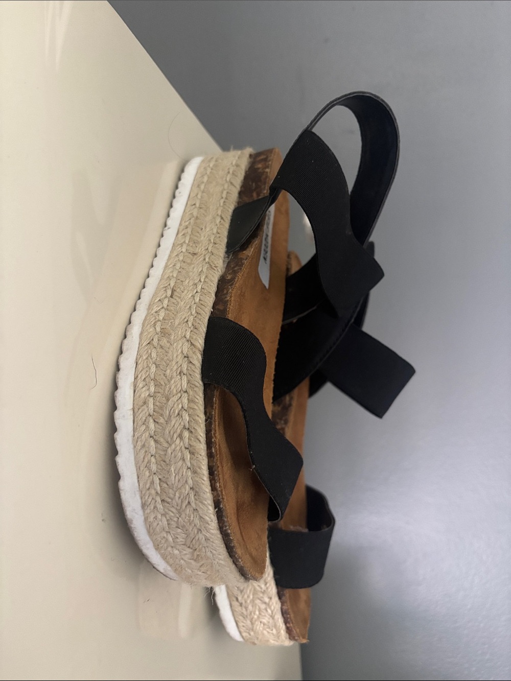 Black Steve Madden Elastic Strap Espadrille Platform Sandals - Women